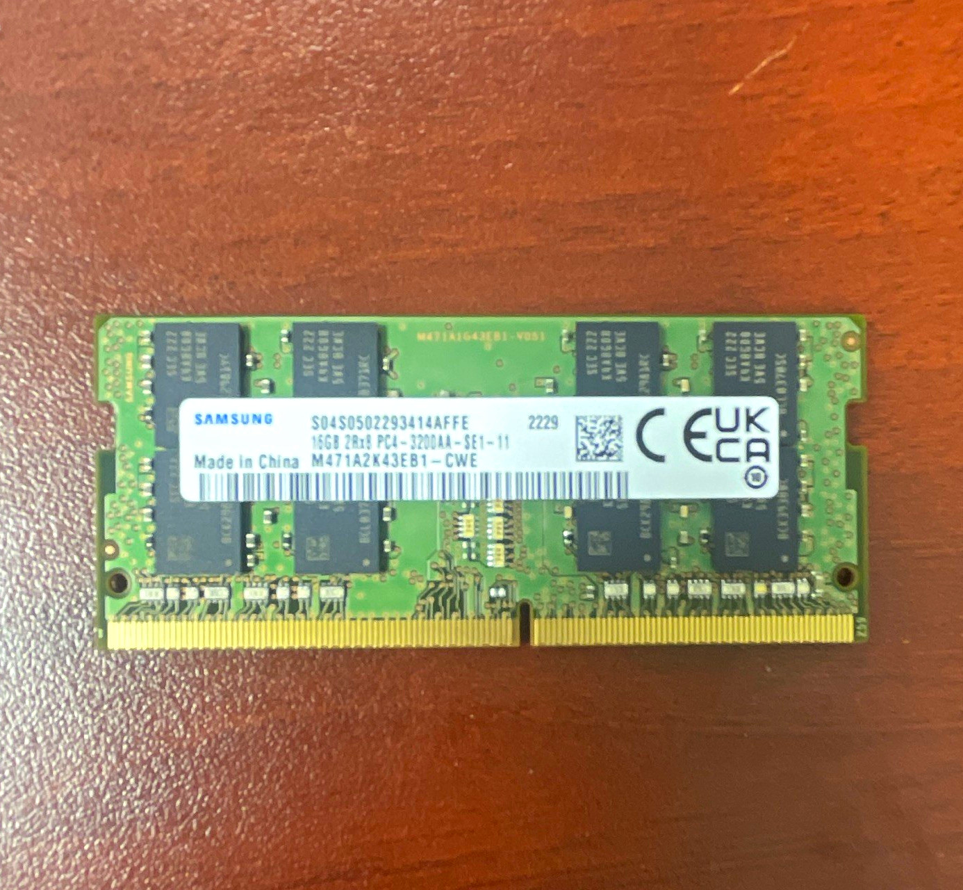 Samsung 16GB DDR4-3200 SO-DIMM 2Rx8 PC4-3200AA Non-ECC M471A2K43EB1-CWE