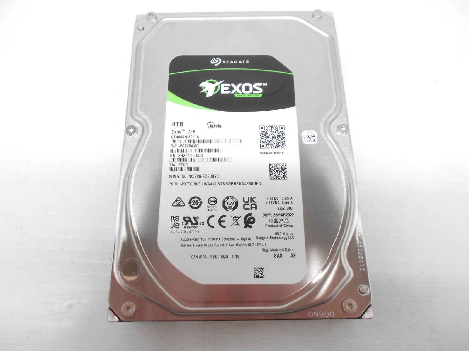 Seagate 4TB SAS Server Exos 7EB 12gbps 12G Hard Drive 3.5'' ST4000NM011A Dell HP