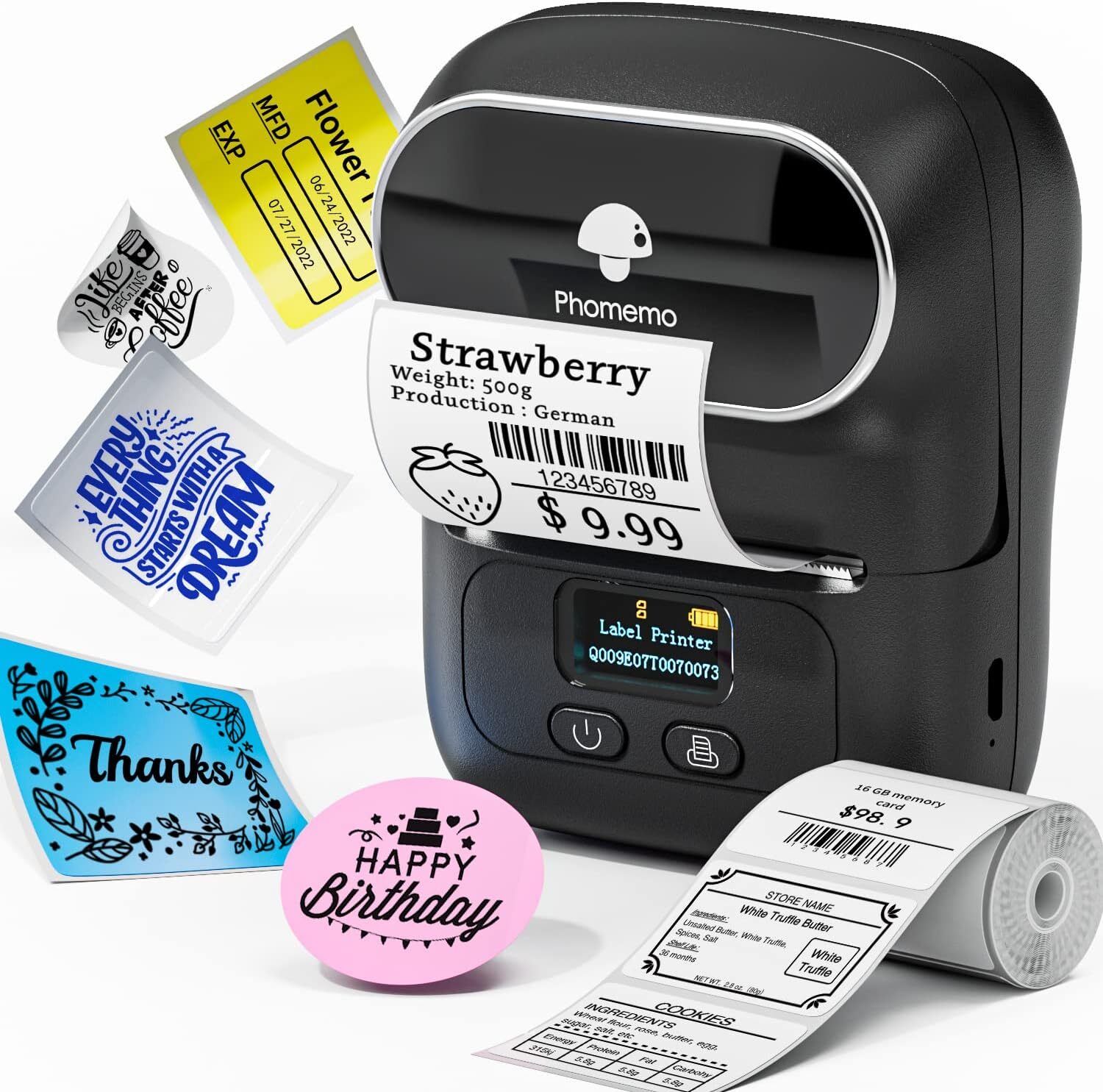 Phomemo M110 Mini Thermal Label Printer Barcode Label Maker Bluetooth LOT