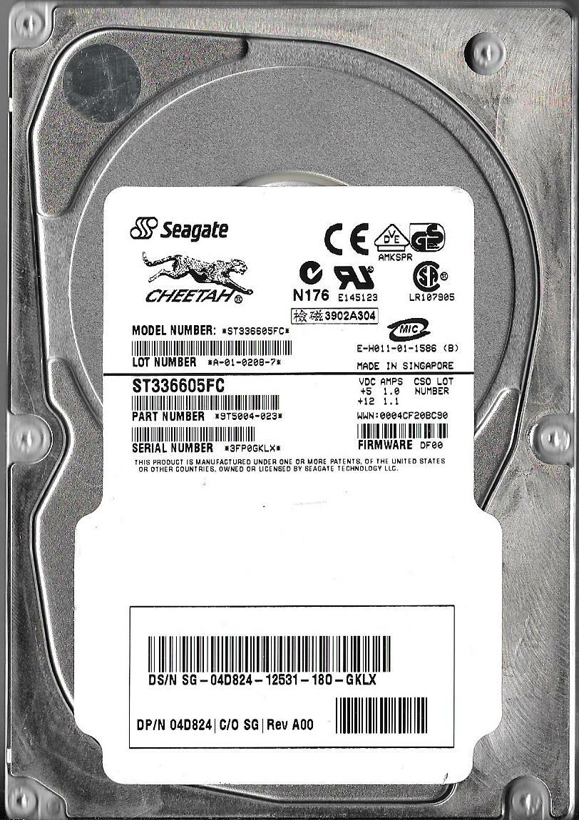 Seagate ST336605FC 36GB Fibre Channel Hard Drive P/N: 9T5004-023 F/W: DF00  