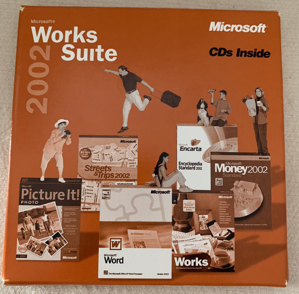 MICROSOFT WORKS SUITE 2002 5 DISC CD-ROM SET, WITH PRODUCT KEY New unopened