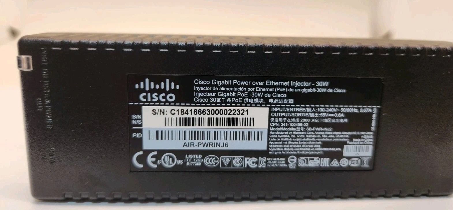 OEM Cisco Aironet AIR-PWRINJ6 PoE Power Injector 1800 2800 3800 9100 Series AP
