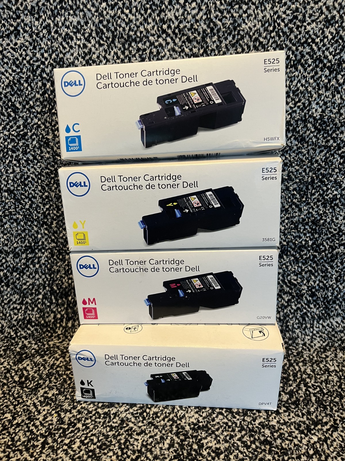 Dell E525 Series Toner Cartridges Set DPV4T H5WFX G20VW 3581G