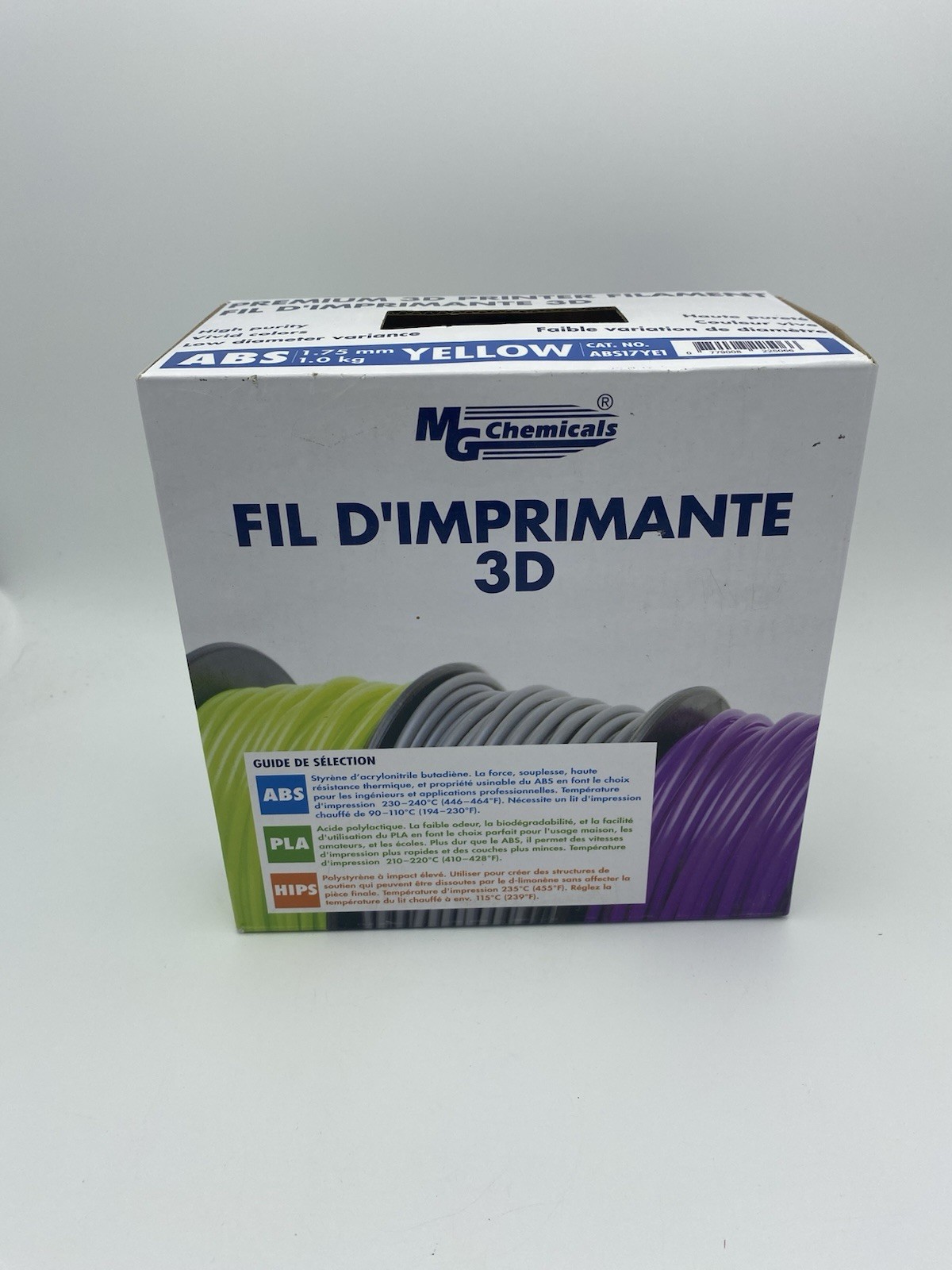 MG Chemicals Premium 3D Printer Filament Spool Wood 1.75mm .5kg Yellow