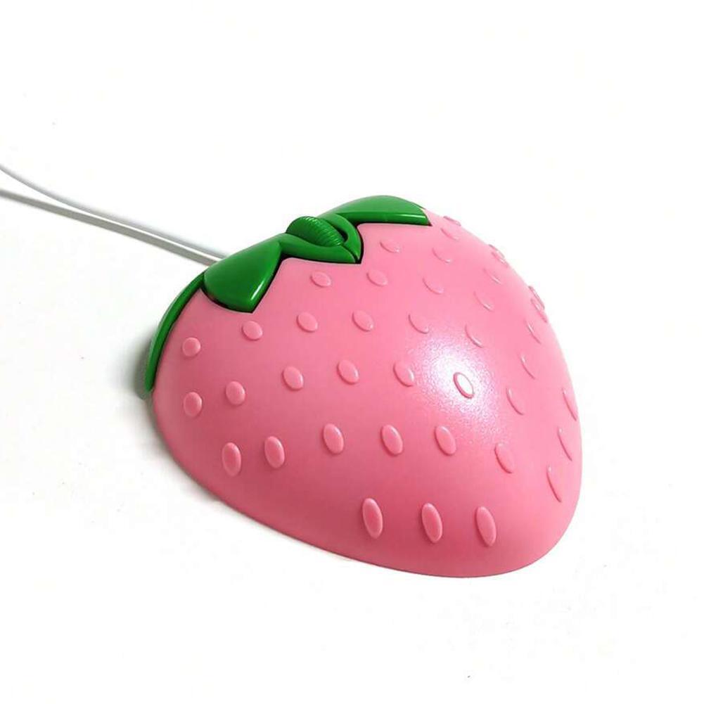 Cute Pink Strawberry Wired Mouse USB PC Computer Laptop`