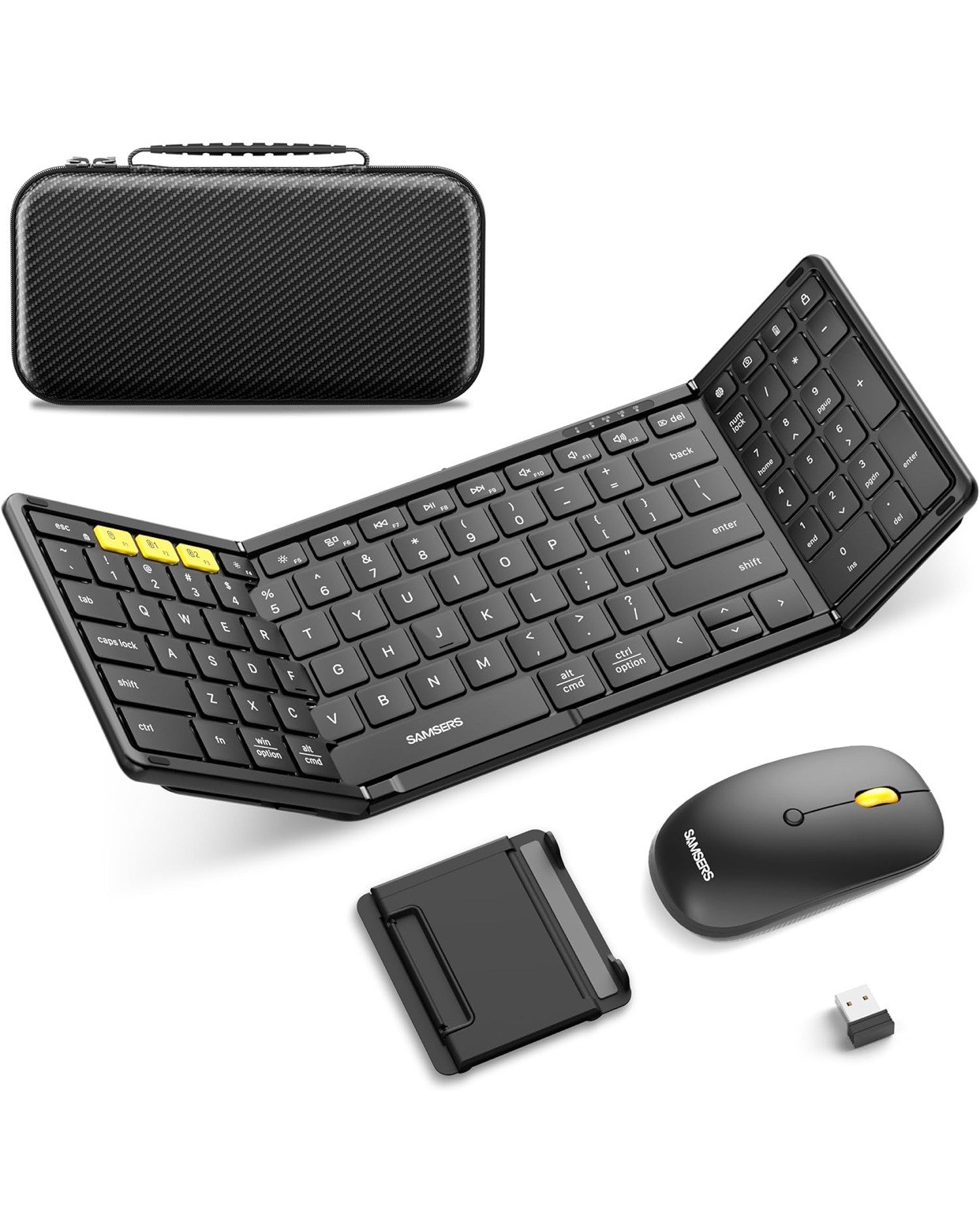 Samsers Foldable Bluetooth Keyboard and Mouse Combo 2.4G+Dual BT Full Sz. Travel