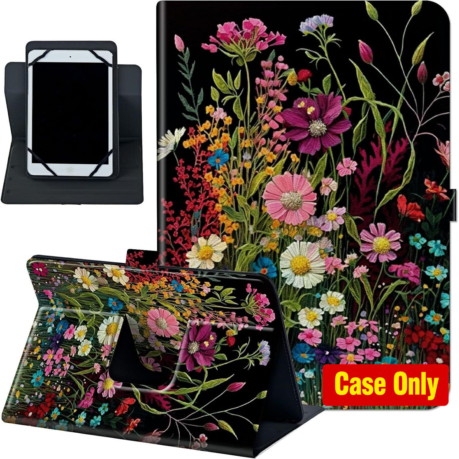 Case for 8"-9" Android Tablet, PU Leather with 360° Rotatable Kickstand