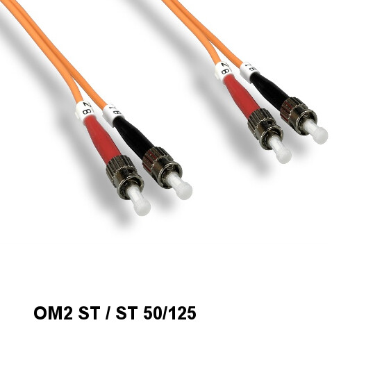 Kentek 2 Meter OM2 50/125 Fiber Optic Cable ST/ST Multi-Mode Duplex UPC/UPC