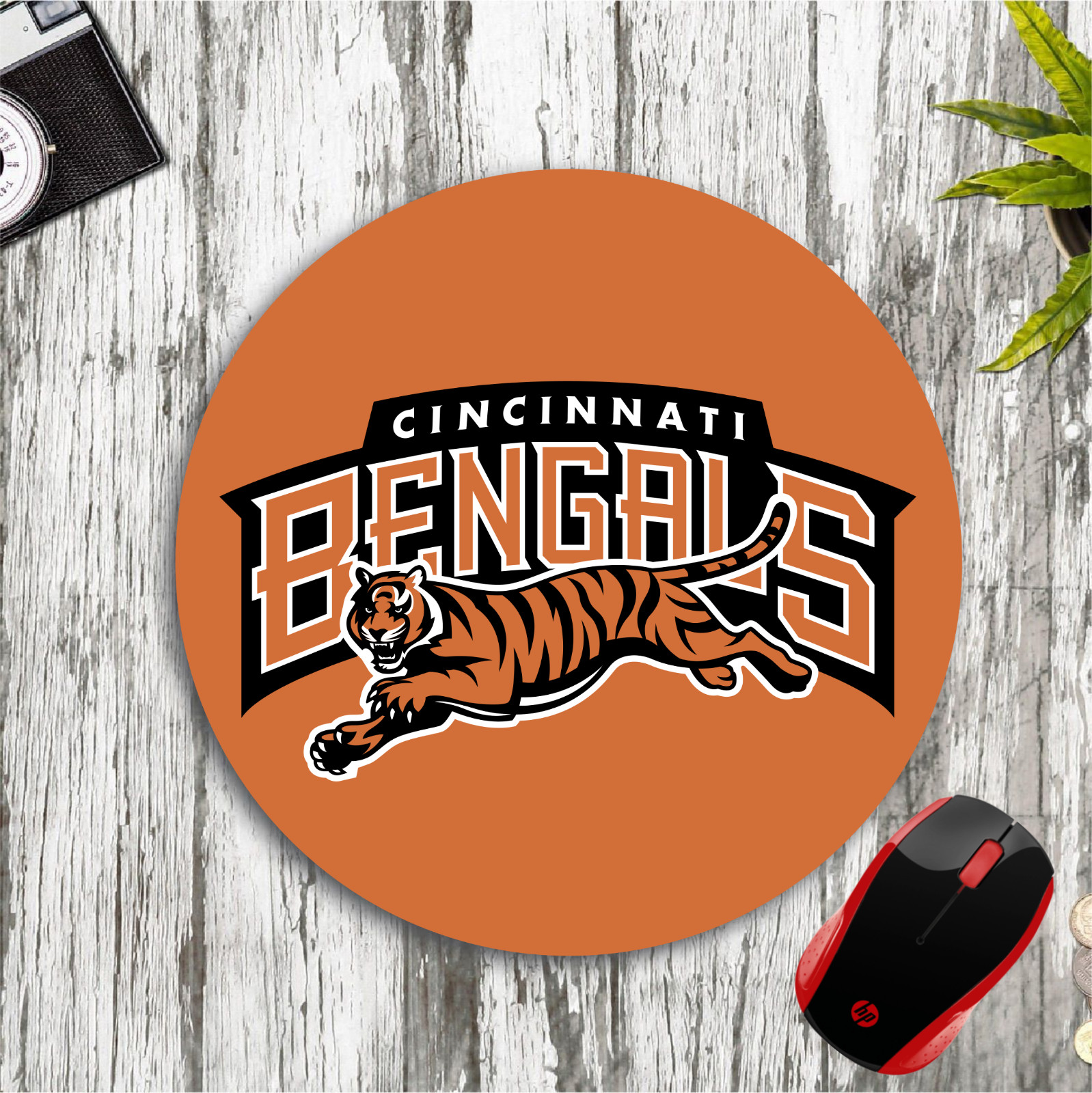 CINCINNATI BENGALS CUSTOM 8" ROUND NEOPRENE MOUSEPAD DESK MAT SCHOOL HOME OFFICE
