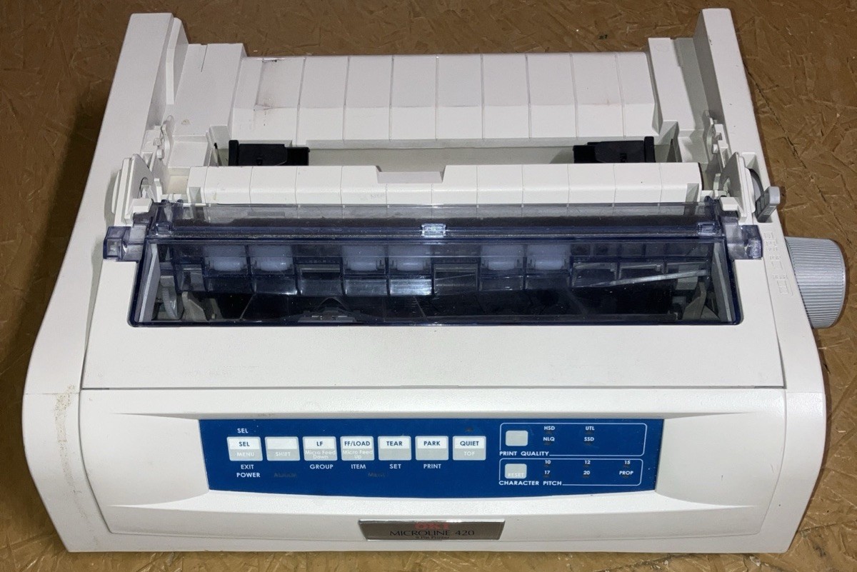 OKI MicroLine 420 Turbo (D22900A) 9-Pin Dot Matrix Printer Tested (MISSING TRAY)