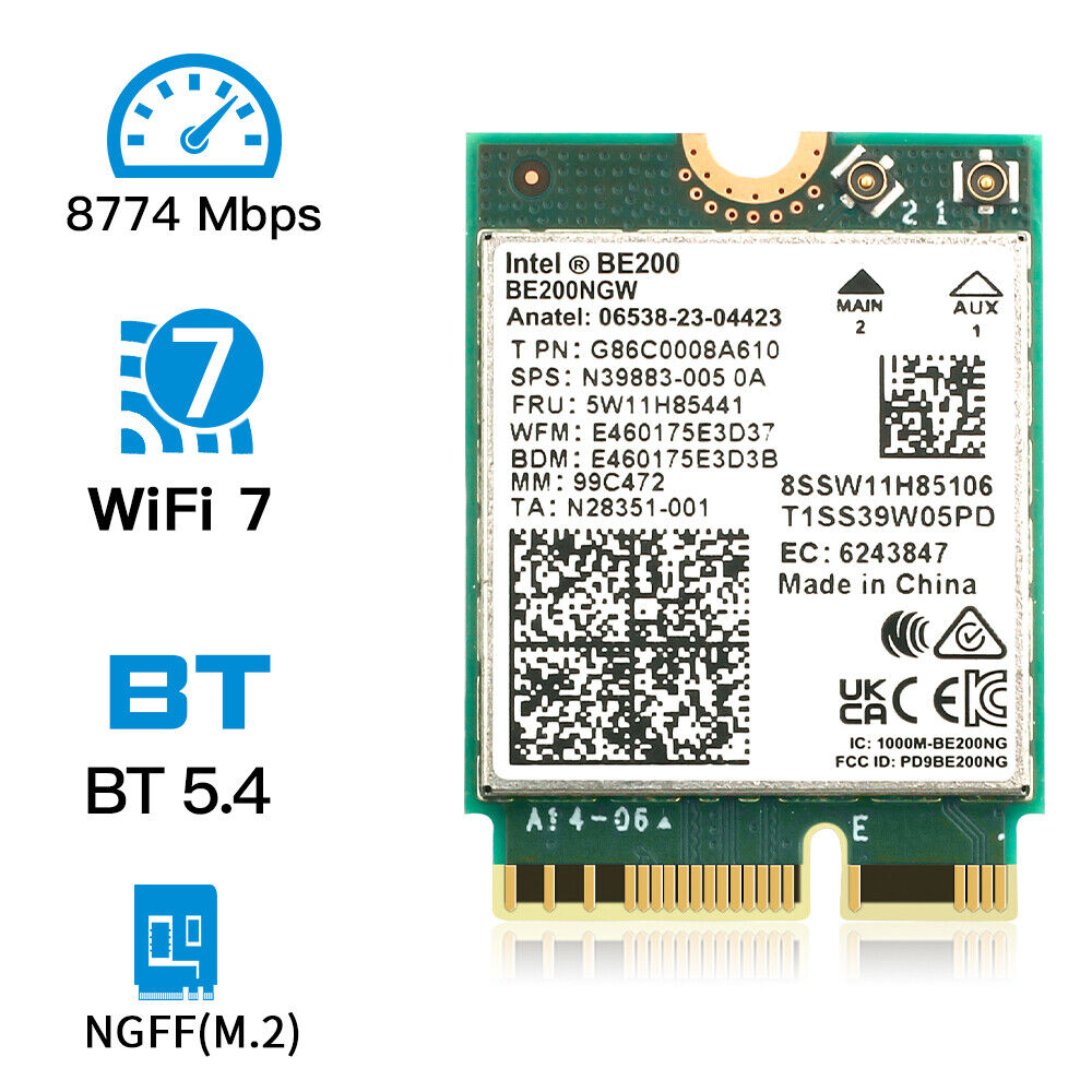 100pcs Intel WiFi 7 BE200NGW M.2 NGFF WiFi Card BT5.4 Tri Band Network Adapter