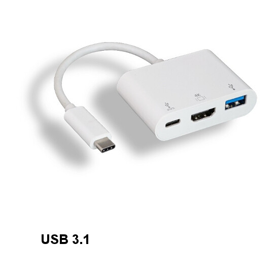 Kentek USB 3.1 Type C to USB 3.0 A/C/HDMI 4K Combo Dongle HDTV SmartPhone Laptop