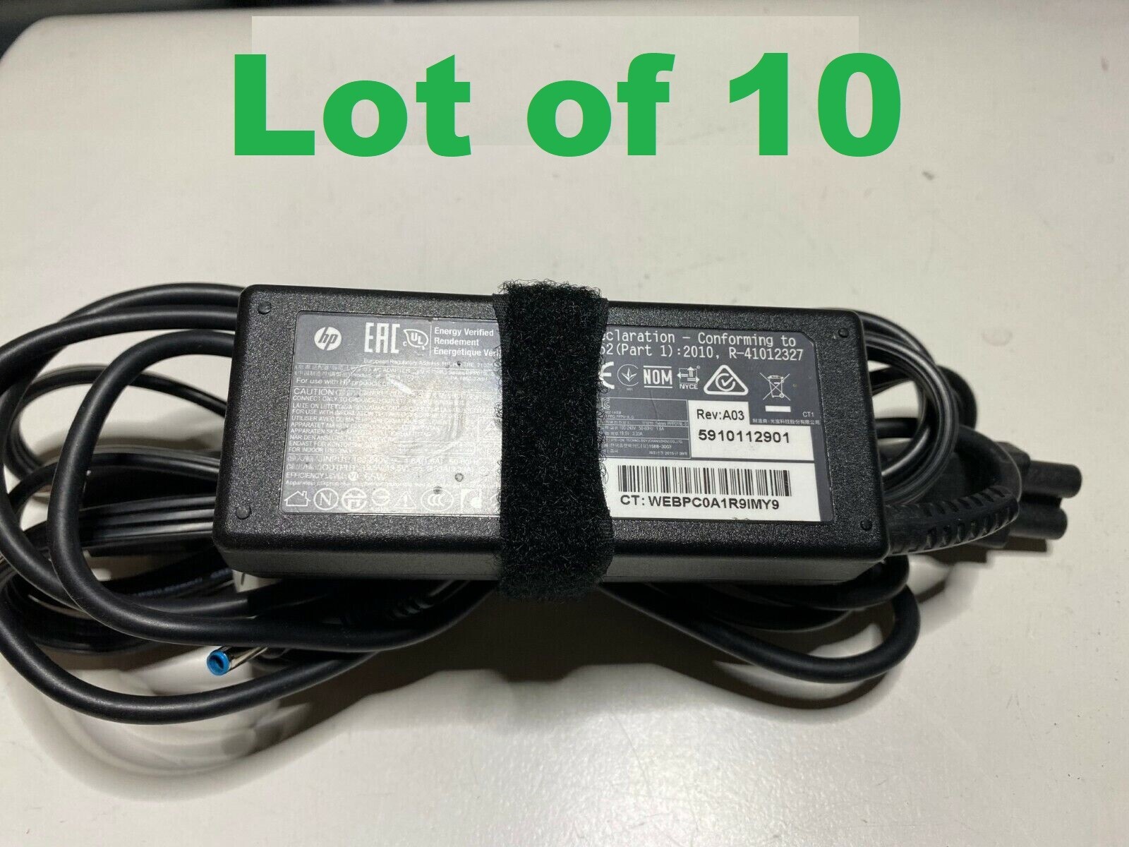 LOT OF 10 Original HP ProBook 19.5V 65W Charger 430 440 450 455 470 G3  BLUE TIP