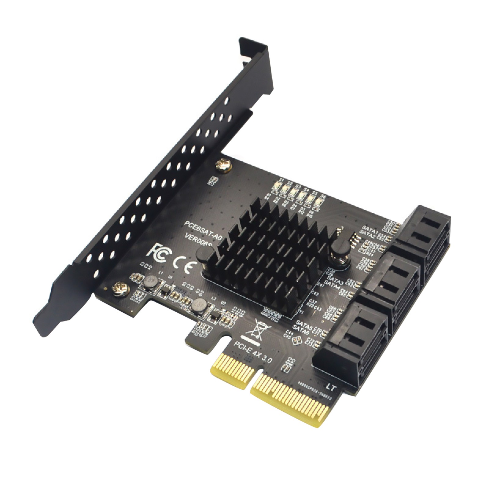 1Pcs PCI-E To 6 Ports SATA 3.0 Controller Expansion Card Adapter 6Gbps For PC b