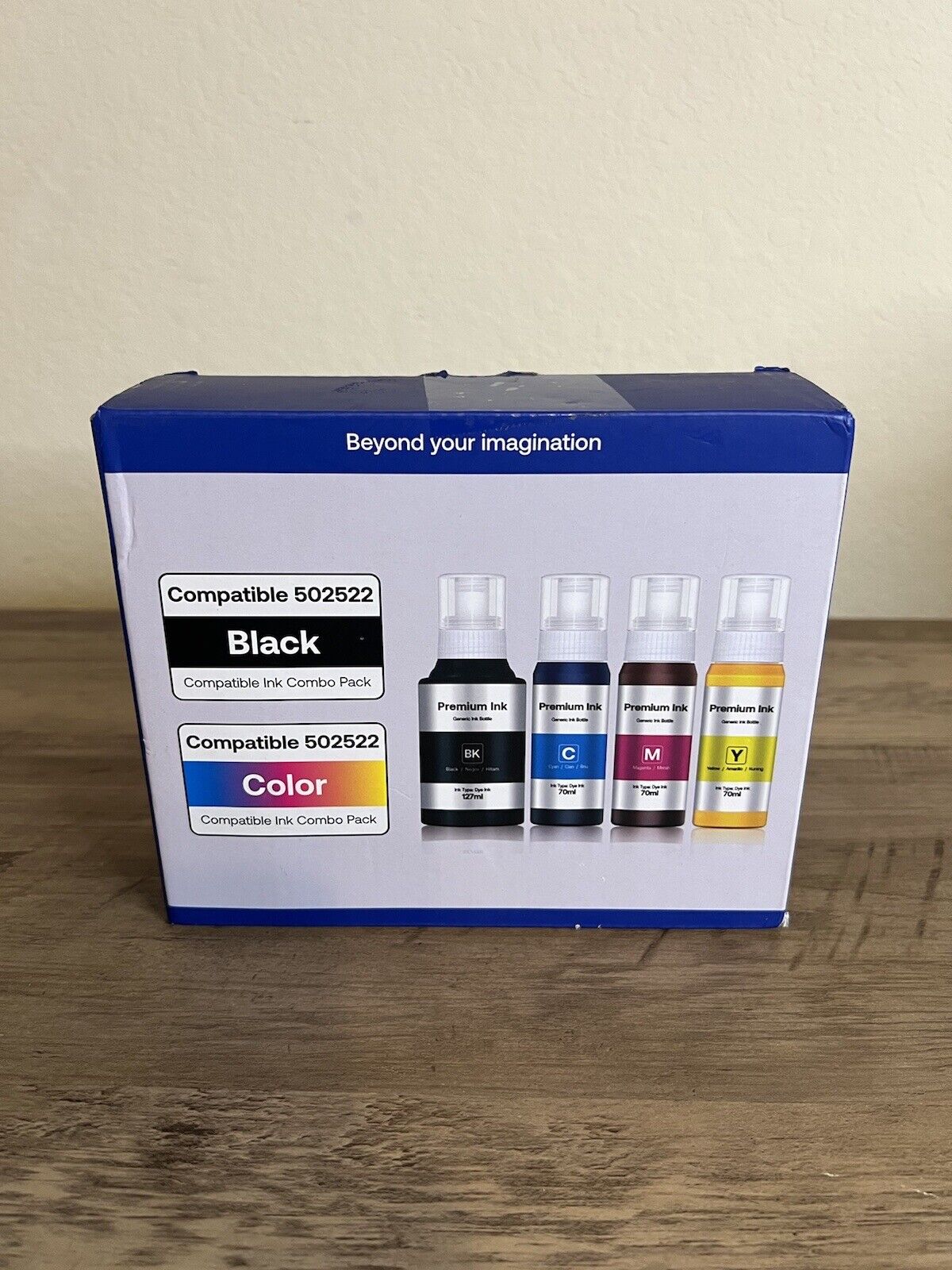 Premium Ink Combo Pack 5 Bottles Black & Color Compatible 502522 Open Box Sealed