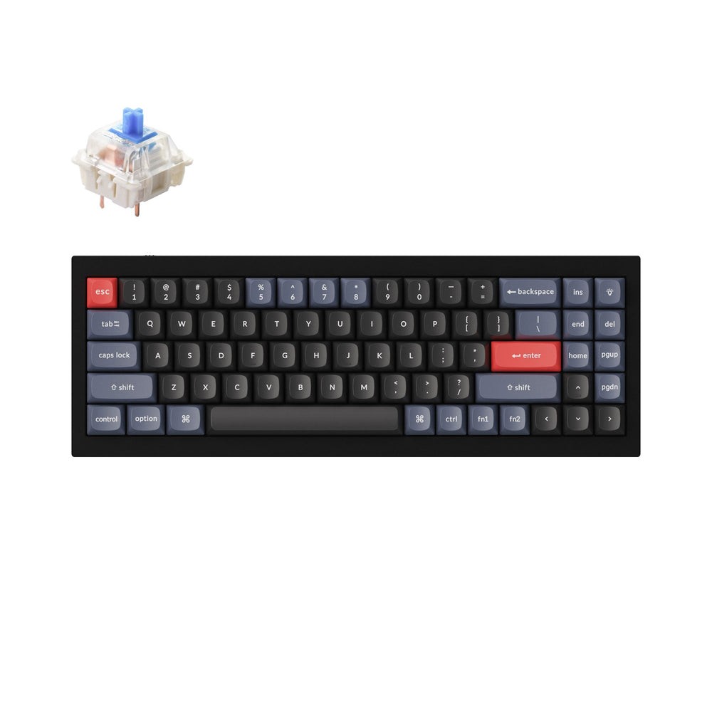 KEYCHRON Q7 QMK CUSTOM MECHANICAL KEYBOARD BLUE SWITCH - CARBON BLACK