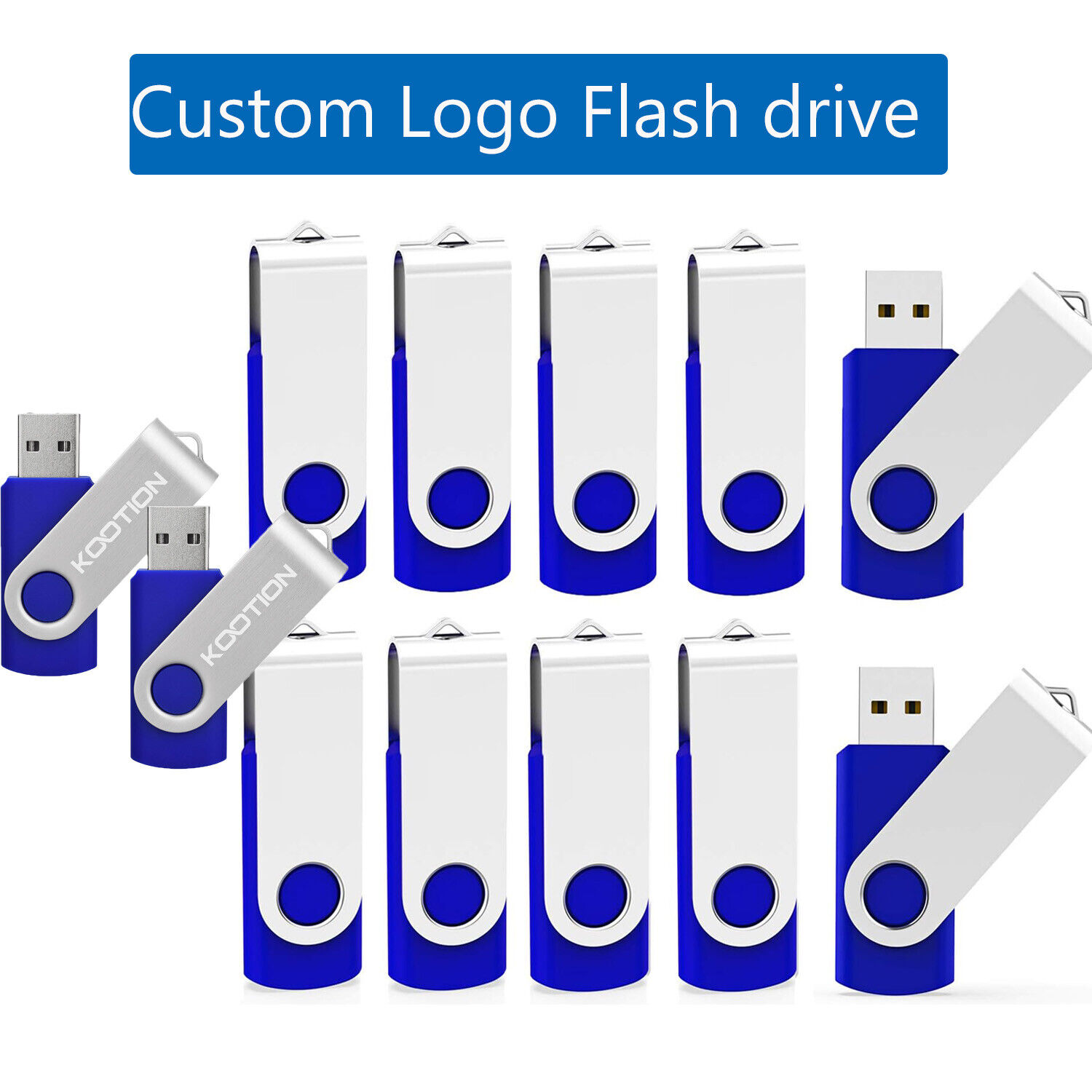100x 1G-64G DIY Custom Logo USB2.0 Flash Drive Swivel Memory Stick Thumb Drive