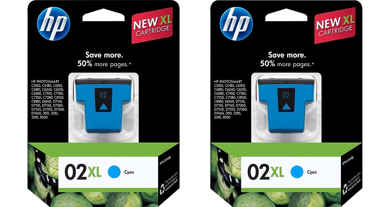 2 PACK HOT DEAL  HP 02XL Cyan Cartridges - Exp 2013-2016