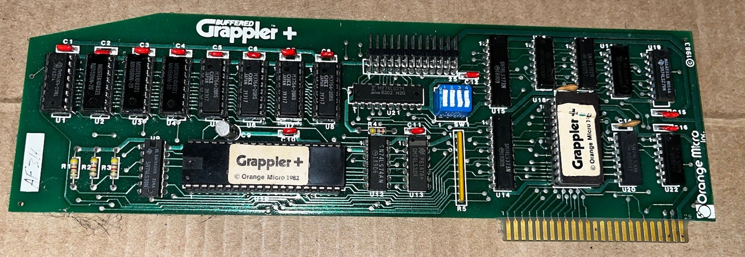 1983 Buffered Grappler+ Plus Printer Card by Orange Micro Apple II+ Vintage