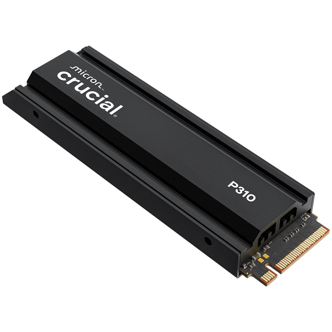 Crucial P310 2280 1TB PCIe Gen4 NVMe Gaming PS5 SSD with Heatsink, 1TB, Black