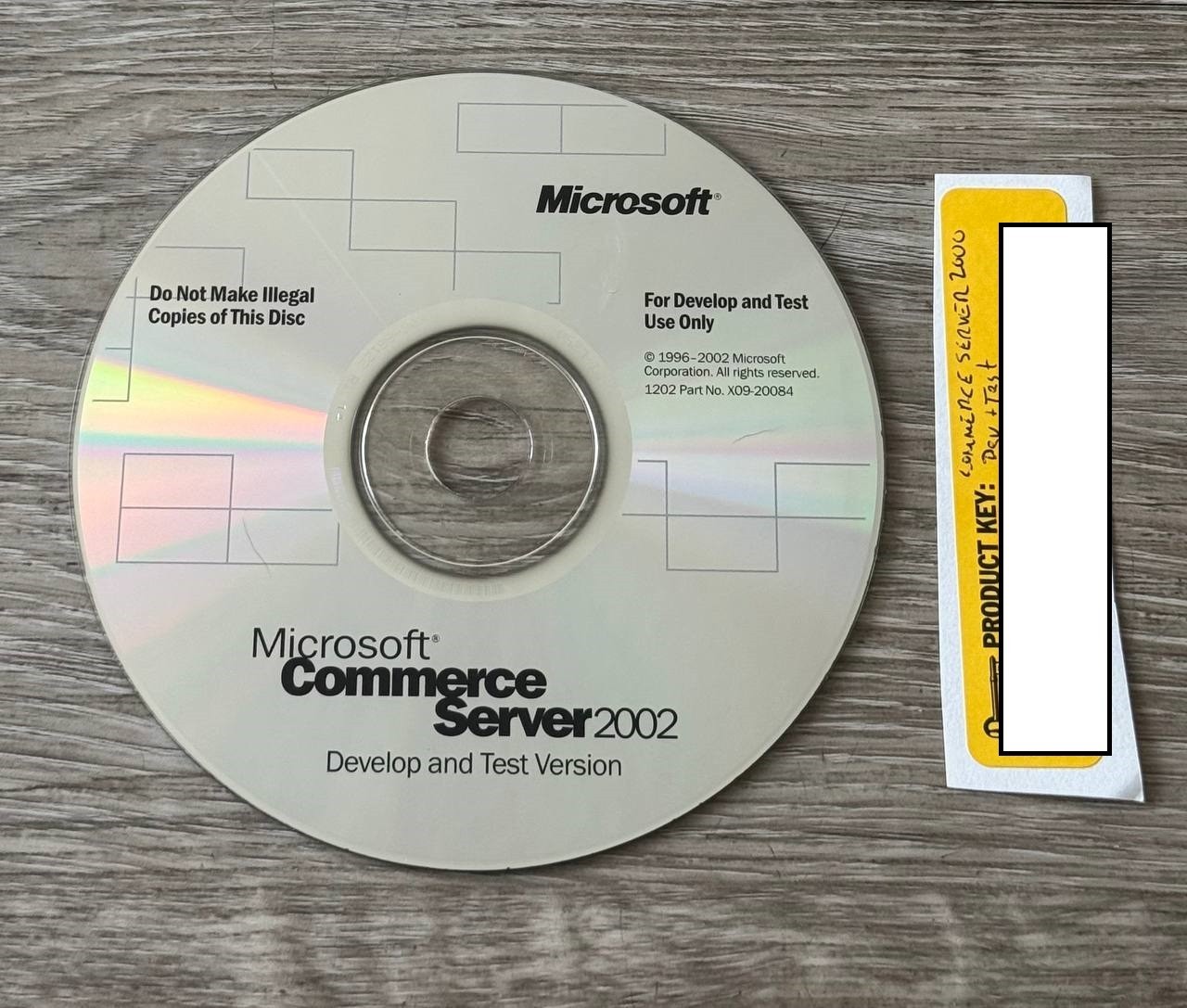 Microsoft Commerce Server 2002 Dev Test CD w/ Product Key Original Disc
