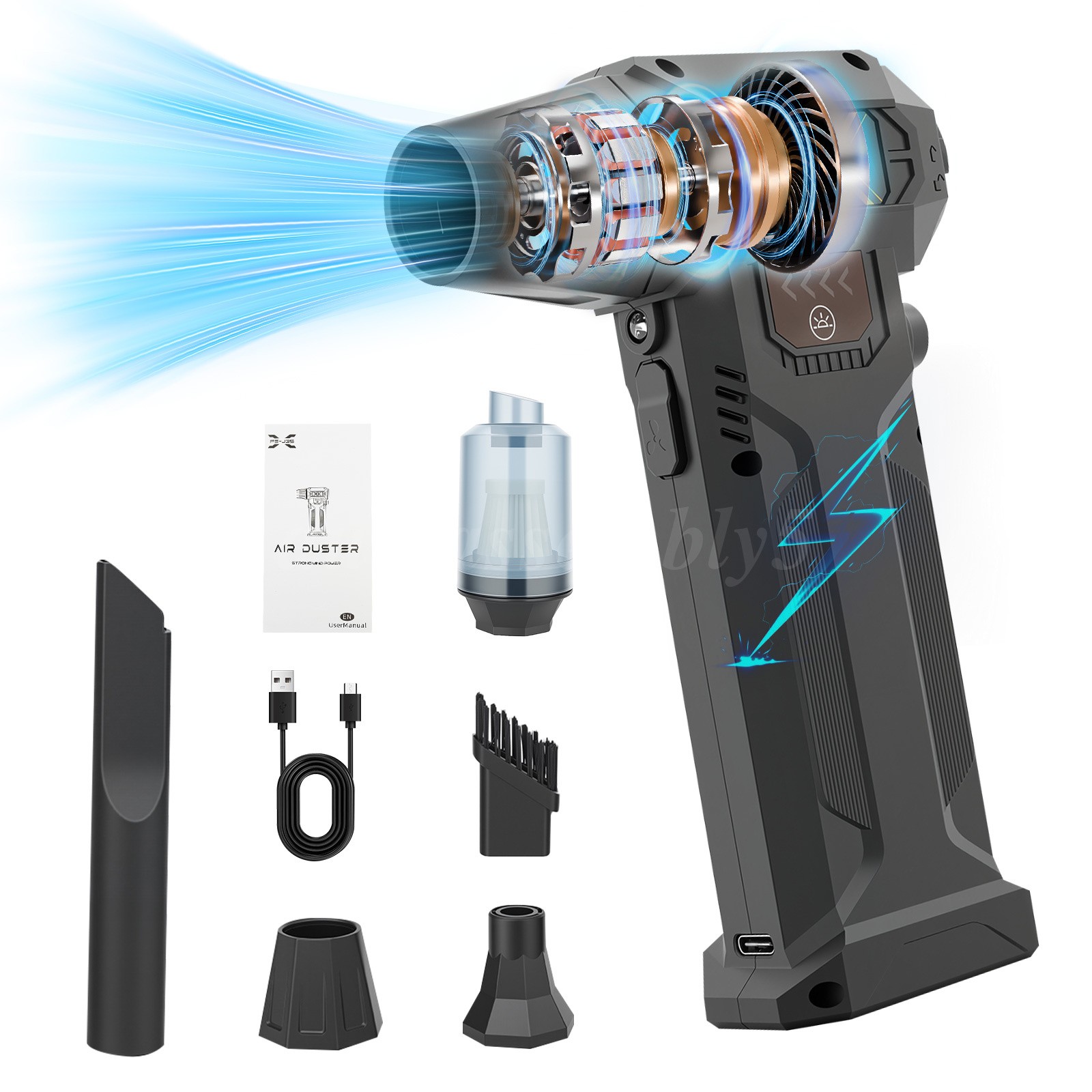 Compressed Air Duster-Reusable Electric Mini Air Duster 280000RPM Vacuum Cleaner