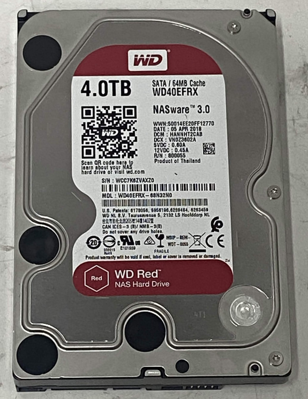 Western Digital WD Red 4TB 3.5" SATA NAS Hard Drive WD40EFRX - Tested & Cleaned