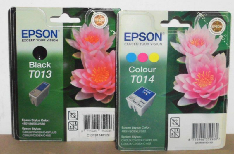 Epson T013 + T014 Ink Black Color Stylus Color 480 580 C20 C40 S UX SX Plus B
