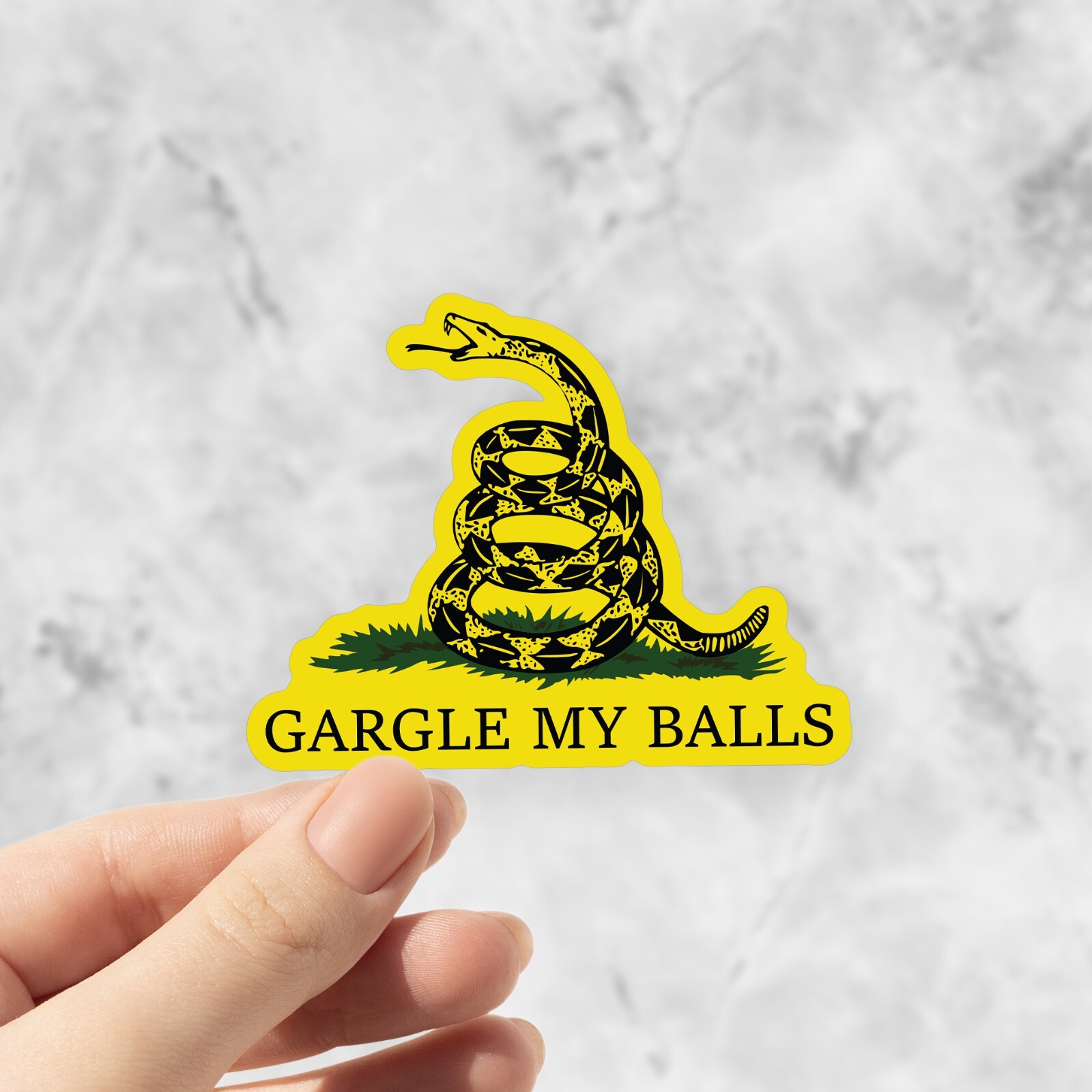 Gargle My Balls Gadsden Flag Sticker for Cars, Trucks, Laptop, Don't Tread on Me