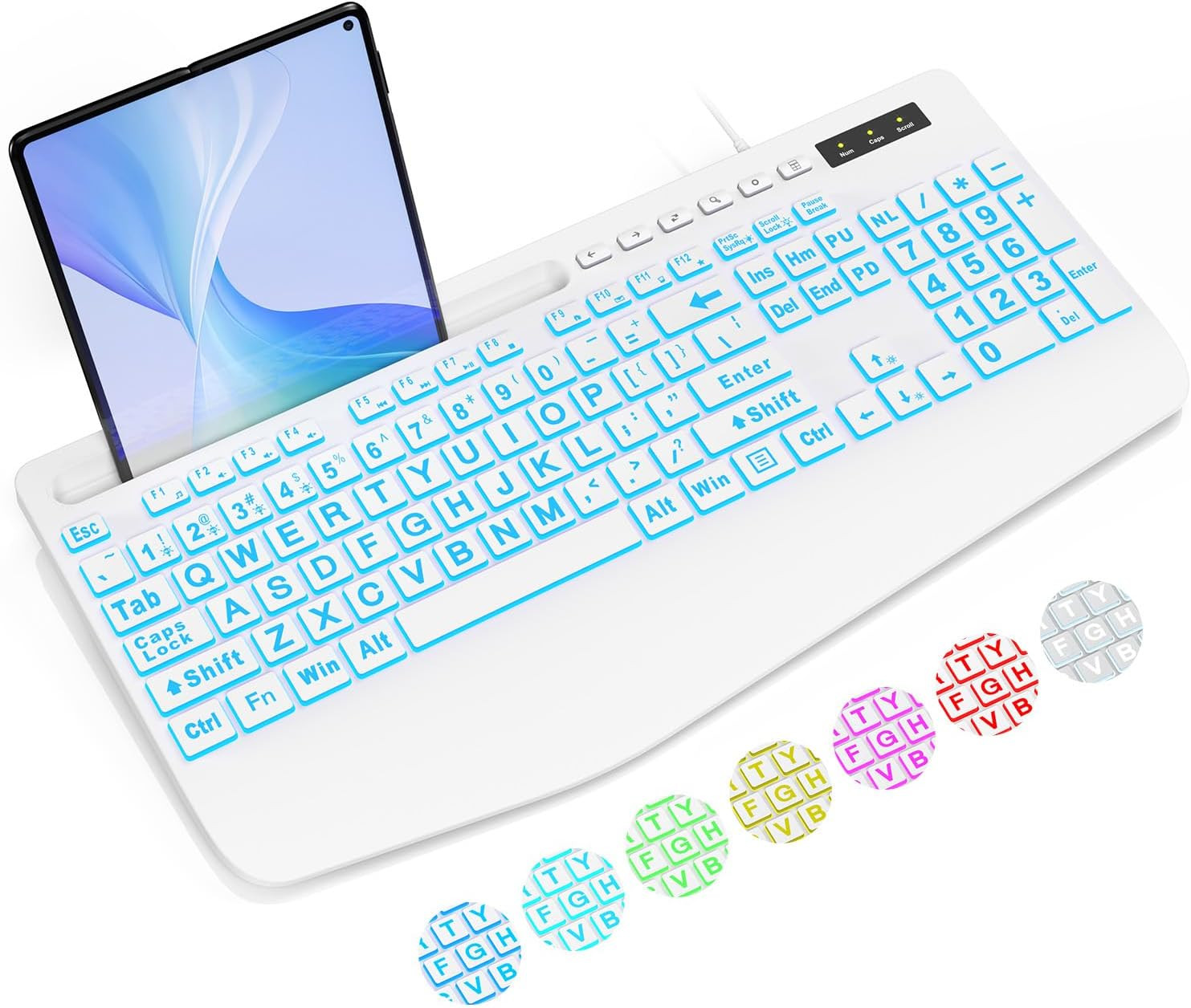 Wired Large Print Backlit Computer Keyboard with Wrist Rest | K21Pro