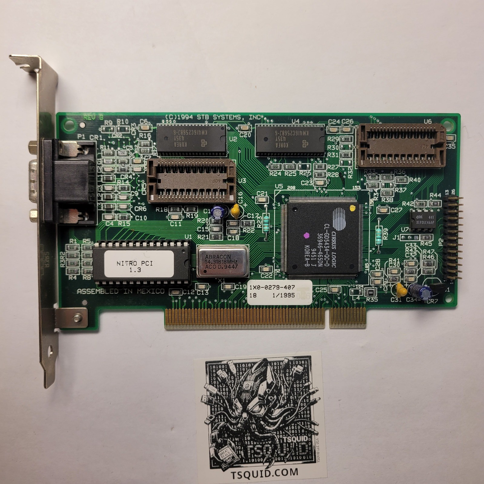 STB Systems Video Card Nitro PCI 1.3 Cirrus Logic CL-GD5434-QC-D 1MB VGA 1995