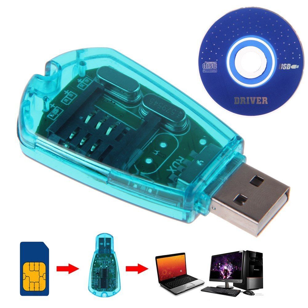 GSM/CDMA USB Mobile Standard SIM Card Reader Adaptor Copy Writer Backup+Driver e