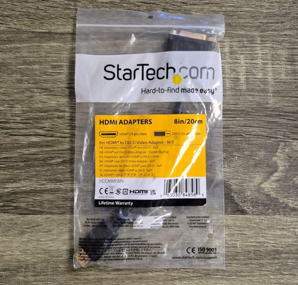 NEW StarTech HDMI to DVI-D (M/F) Video Cable Adapter HDDVIMF8IN ( 8in/20cm )