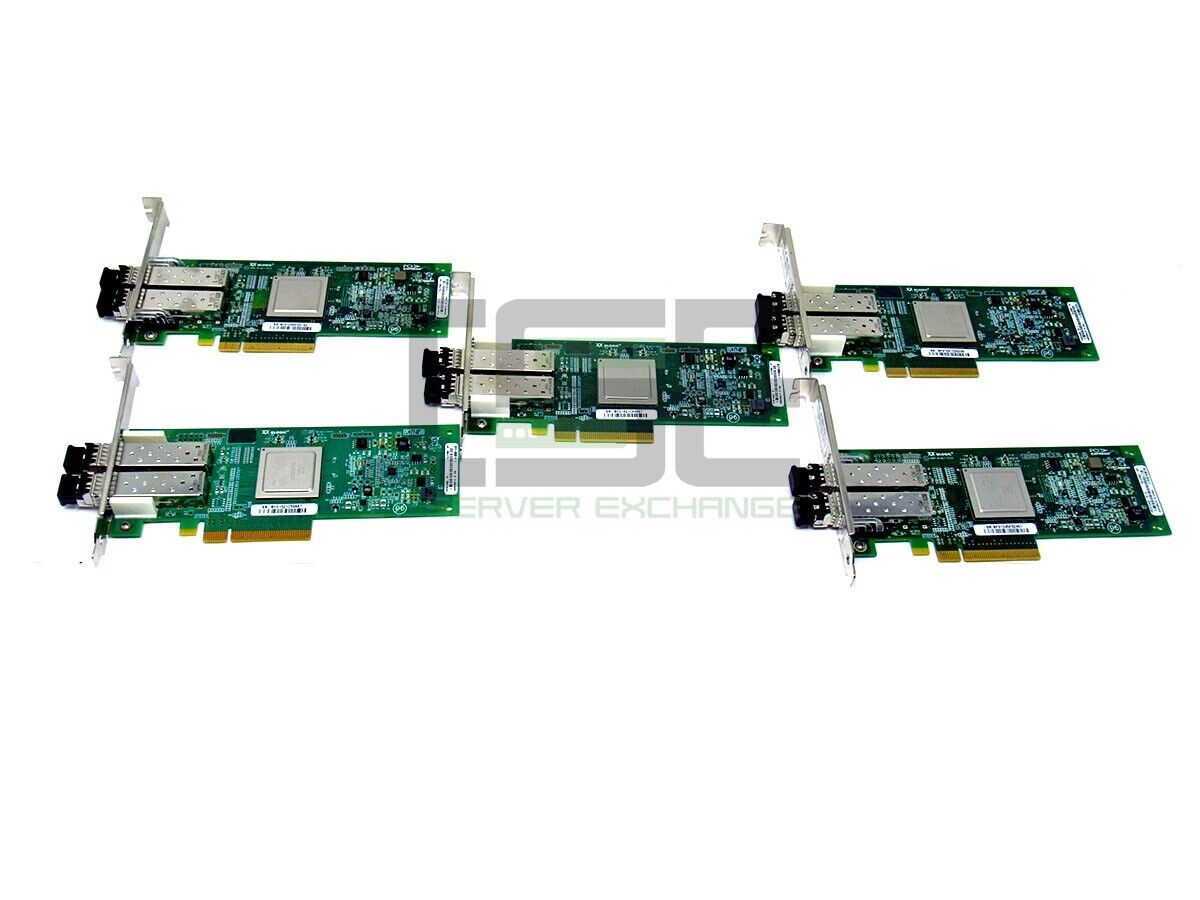 5x HP 489191-001 Qlogic QLE2562-HP 8Gb Dual Port PCIe HBA with Transciever