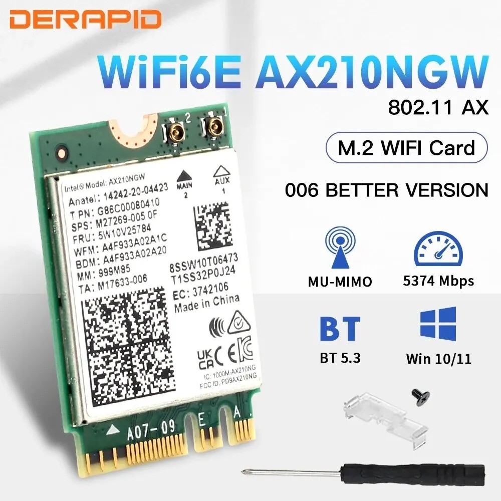 Intel AX210 WiFi Card M.2 WiFi 6E Laptop Bluetooth 5.3 Module NGFF Key-A Key-E