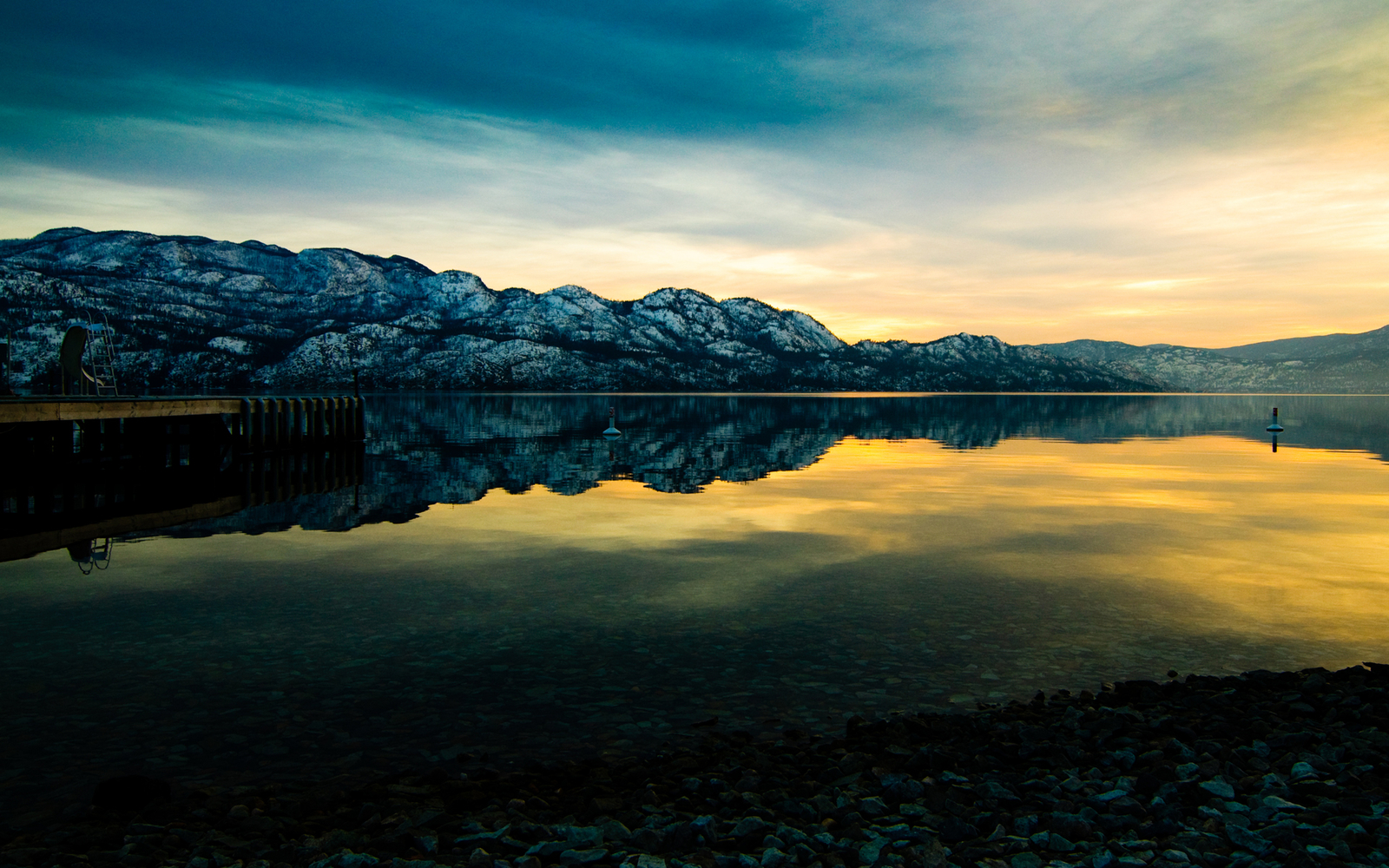 Landscape lake reflection mountains nature sky low Custom Gaming Mat Desk