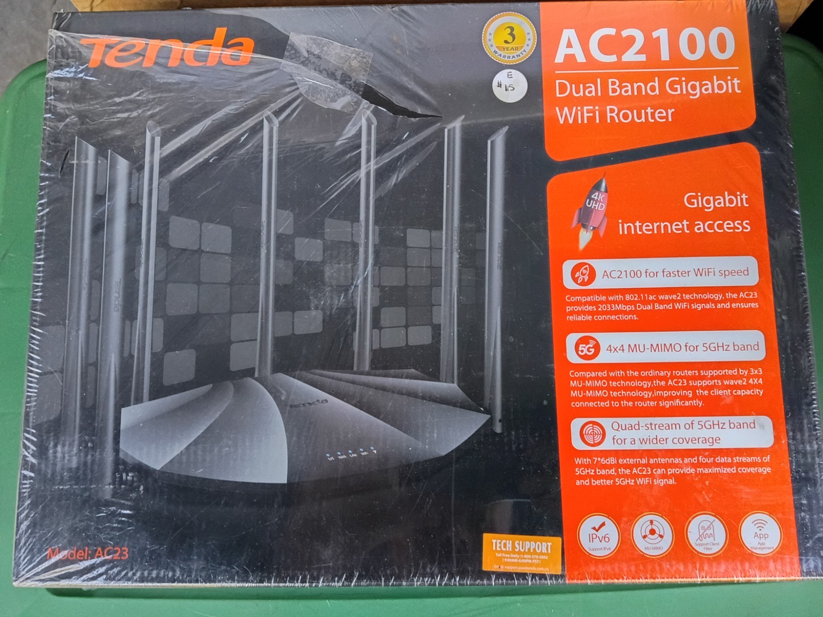 Tenda AC23 AC2100 Dual-Band Gigabit Router MU-MIMO Beamforming IPv6 Black