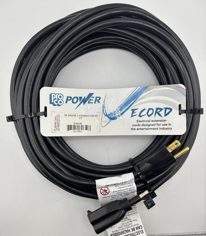 PROCO POWER ECORD LL39965 E67474 WATER RESISTANT EXTENSION CORD 16 GAUGE 50'