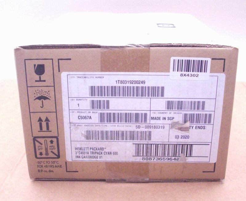 HP 81 3 Pack C5067A Inks C4931A Cyan for DesignJet 5000Series 2020 Original Box