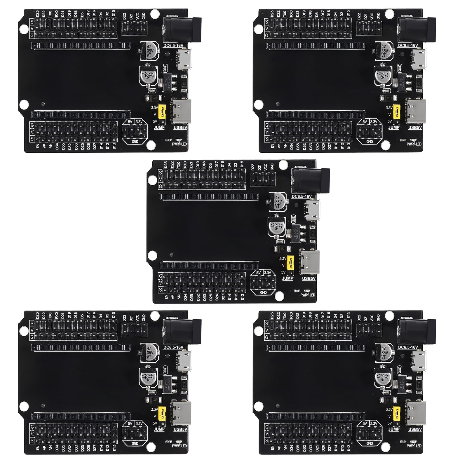5Pcs ESP32 Development Board GPIO Breakout Board 30Pin Type-C Micro USB Dual ...