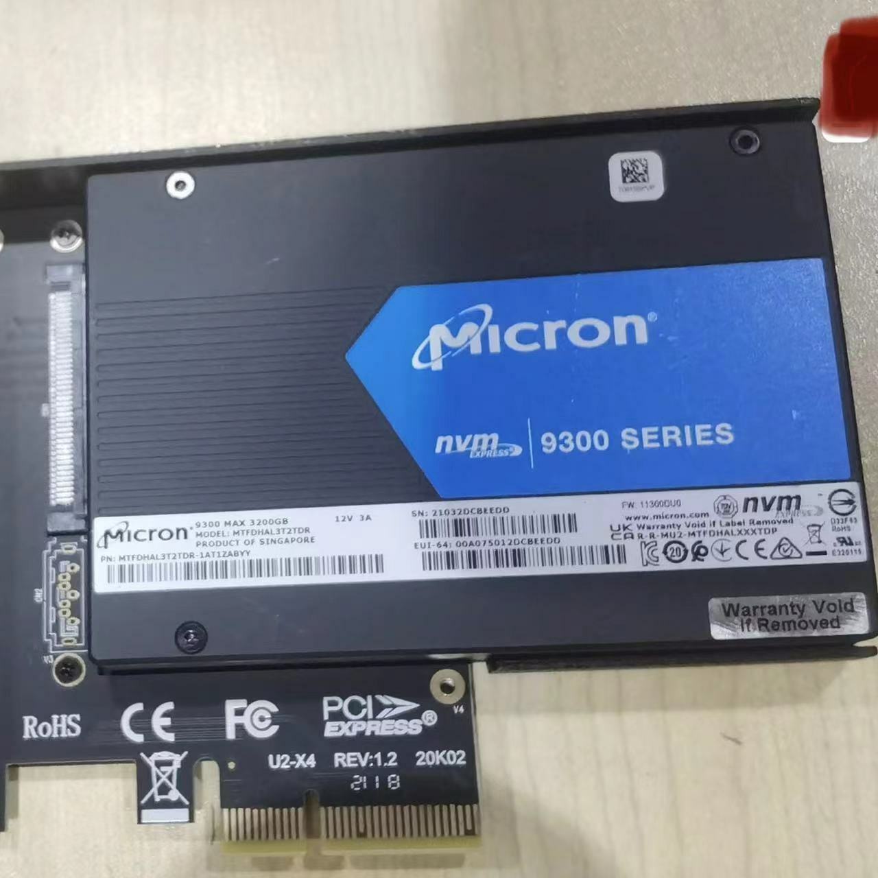 MICRON 9300 max 3.2TB SSD U2 MTFDHAL3T2TDR U2 NVME Solid State Drive Genuine