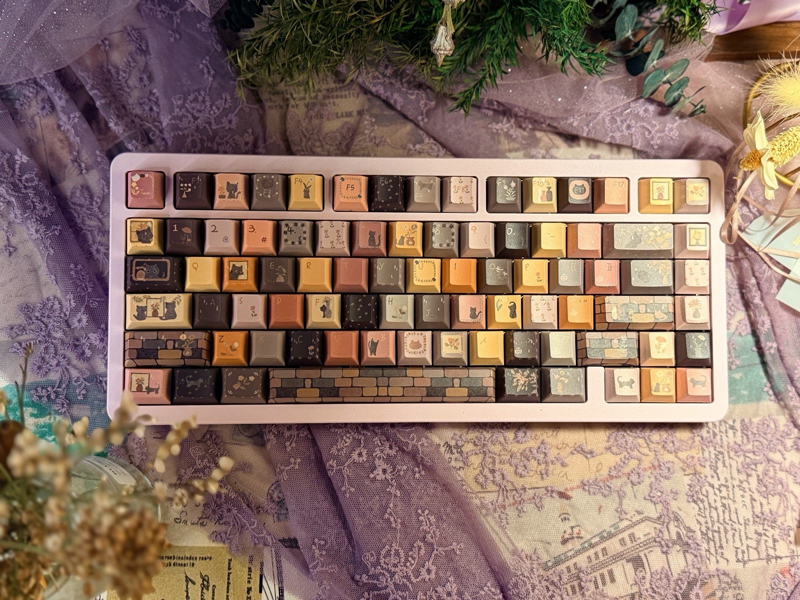 Prebuilt Aluminum Custom Mechanical Keyboard DBP75 Purple Creamy Thocky Keyboard