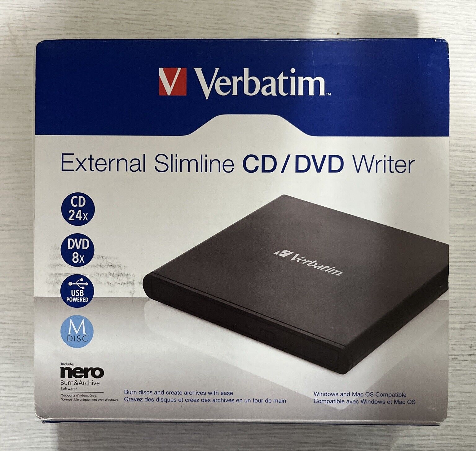 Verbatim 98938 External Slimline CD/DVD Writer - Open Box