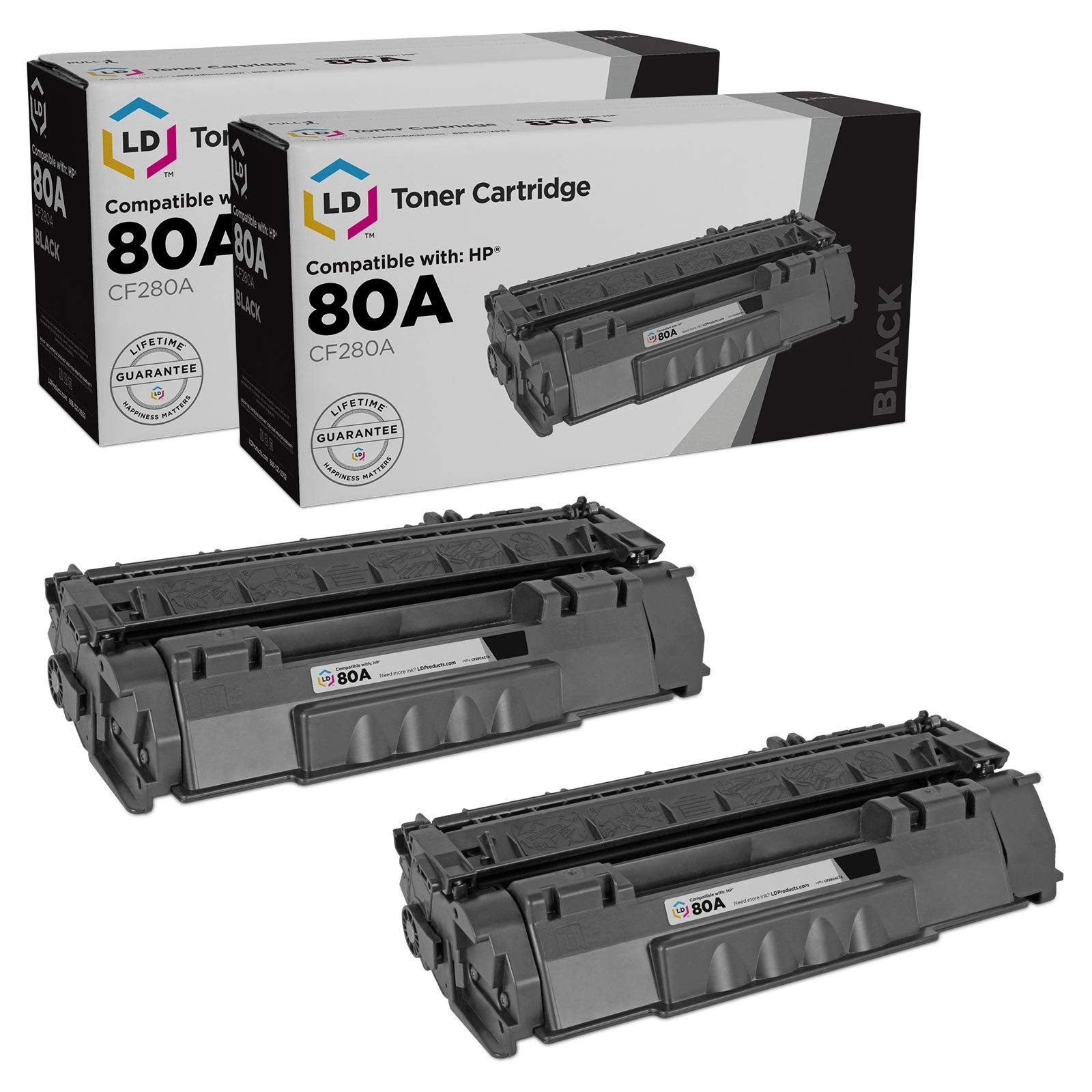 LD Comp Replacements for HP 80A CF280A 2pk Black Laserjet Pro 400 M401dw M401dne