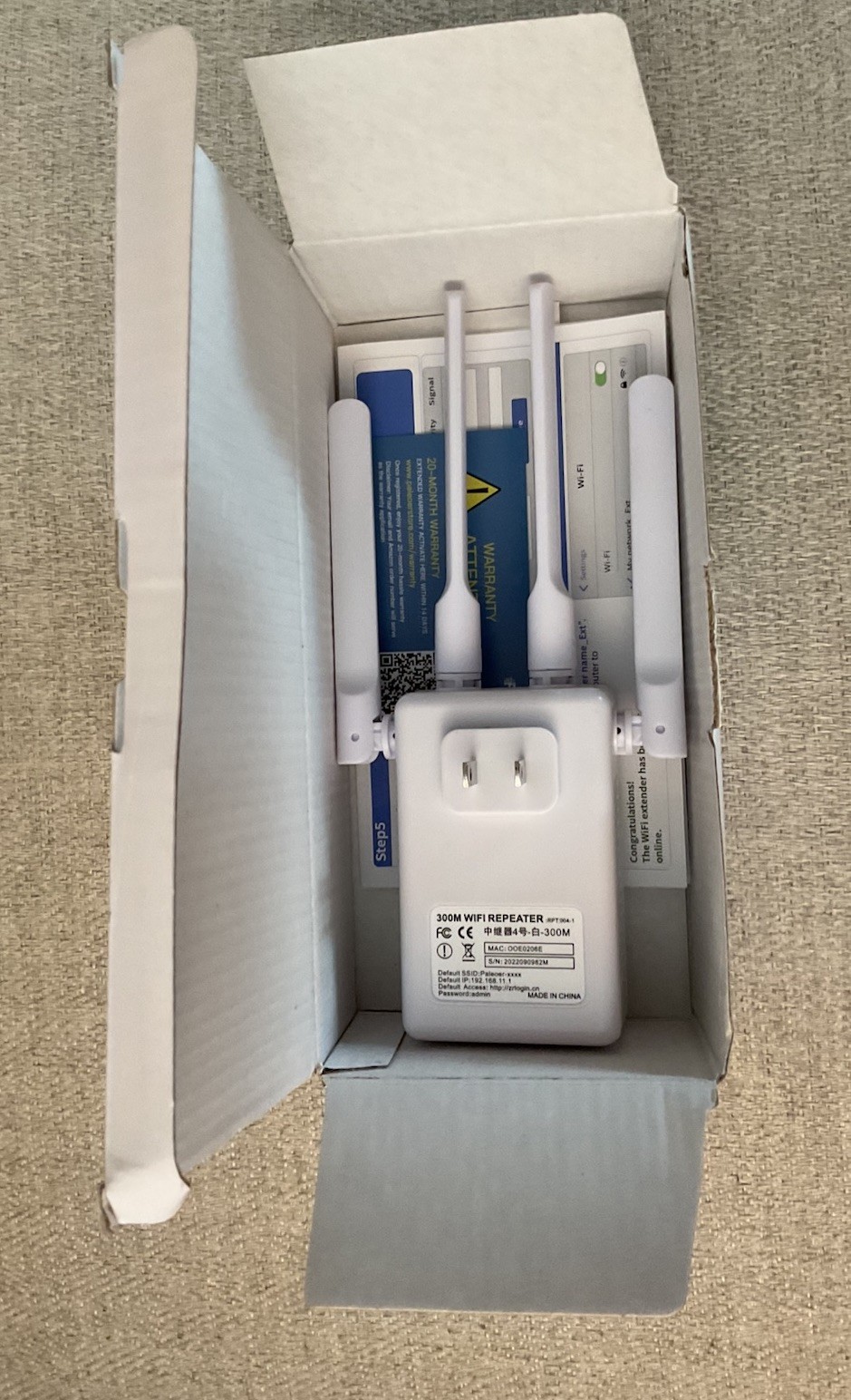 Paleoer WiFi Range Extender 300 Mbps Model RPT-004-1 New Open Box, 