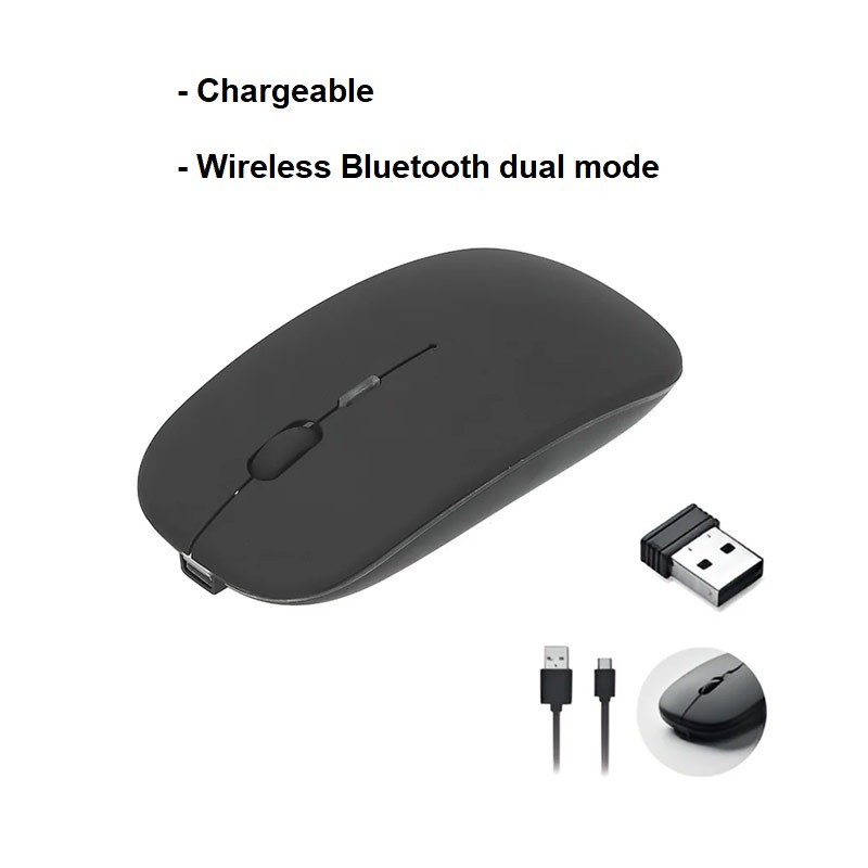 (2PCS) Rechargeable Silent Business Wireless & Bluetooth Mouse White&Black.