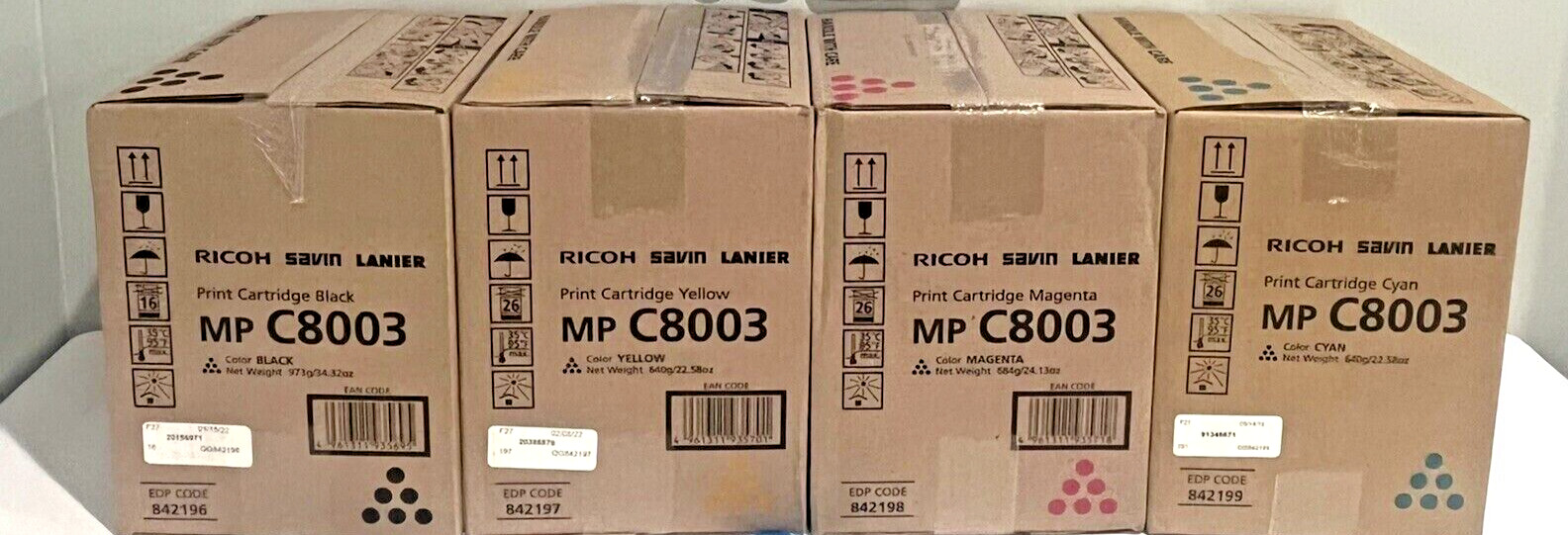Ricoh MP C8003 Toner Set KYMC 842196 842197 842198 842199 Genuine OEM Sealed NEW