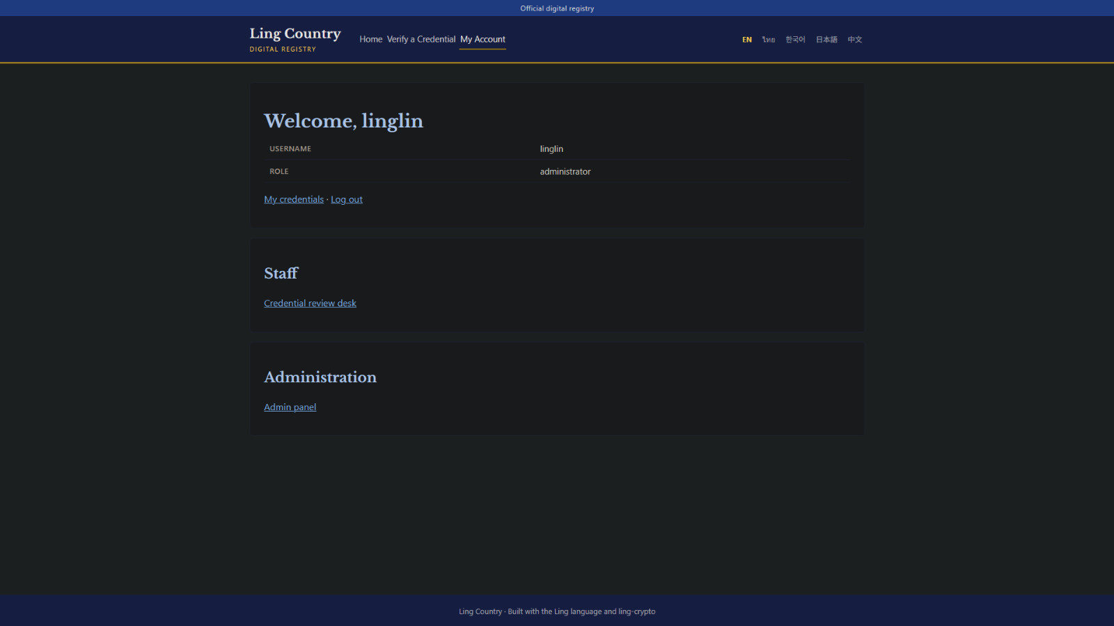 Military Grade Credential Manager Website