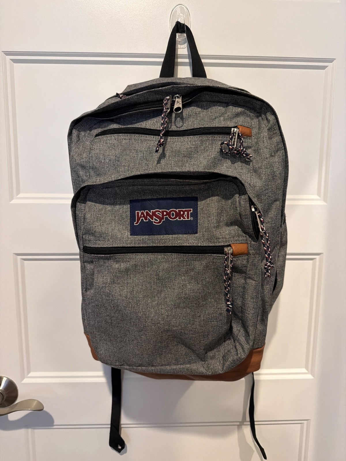 JANSPORT Gray Brown Vegan Bottom Adjustable Strap Backpack Cool Student Backpack
