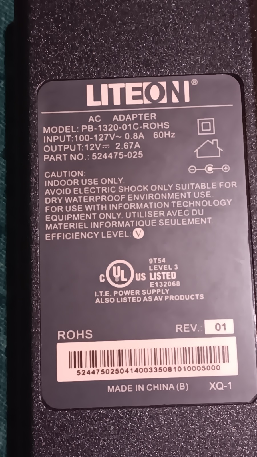 Genuine LiteOn PB-1320-01C-ROHS AC Power Adapter 12V 2.67A for Motorola DCX/DSR 